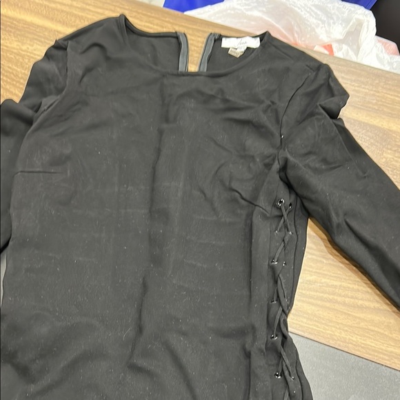 Black Long Sleeve Top with Side Lace-Up Detail - Picture 1 of 2